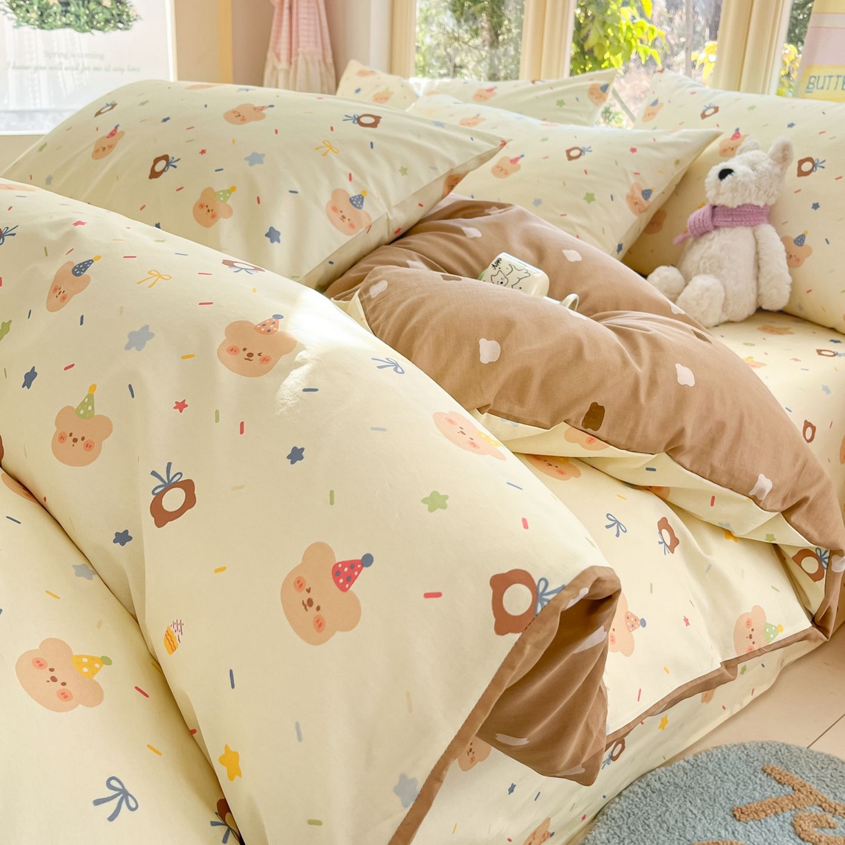 女子家纺 2026新款全棉纯棉13070印花四件套单品系列 黄油小熊