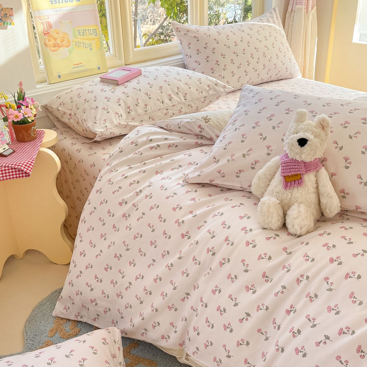 91家纺网 家纺一手货源 找家纺 女子家纺 2026新款全棉纯棉13070印花四件套单品系列 花漾