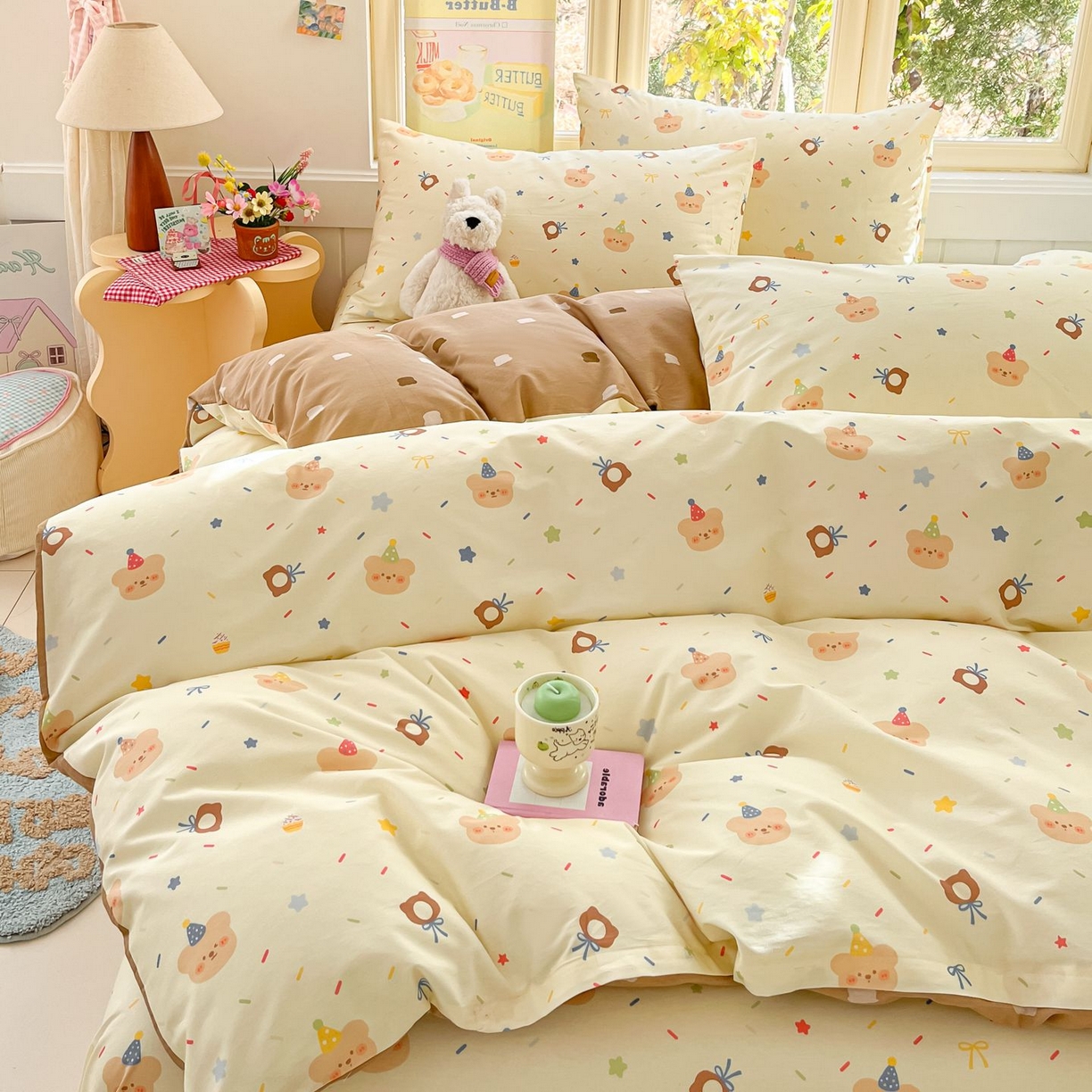 91家纺网 家纺一手货源 找家纺 女子家纺 2026新款全棉纯棉13070印花四件套单品系列 黄油小熊