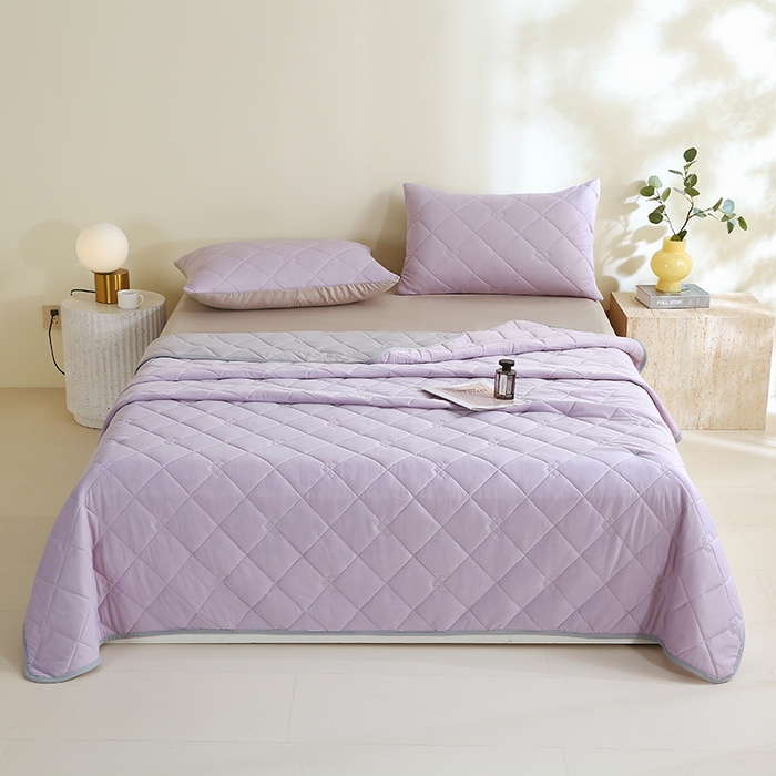 91家纺网 家纺一手货源 找家纺 伊赛家纺 2026新款有铵凉感丝夏被 浅紫