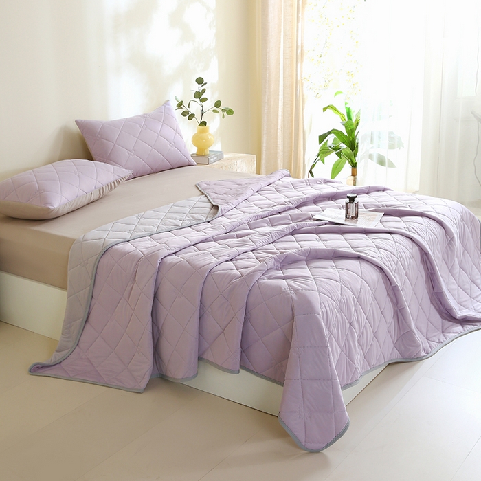 91家纺网 家纺一手货源 找家纺 伊赛家纺 2026新款有铵凉感丝夏被 浅紫