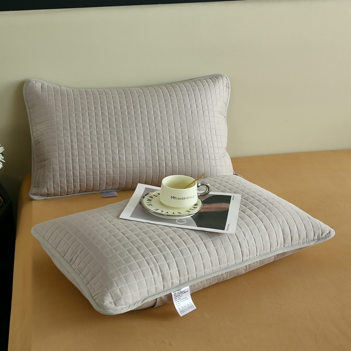 91家纺网 家纺一手货源 找家纺 伊赛家纺 2026新款外贸跨境夹棉全尺寸枕套 枕套全包灰色