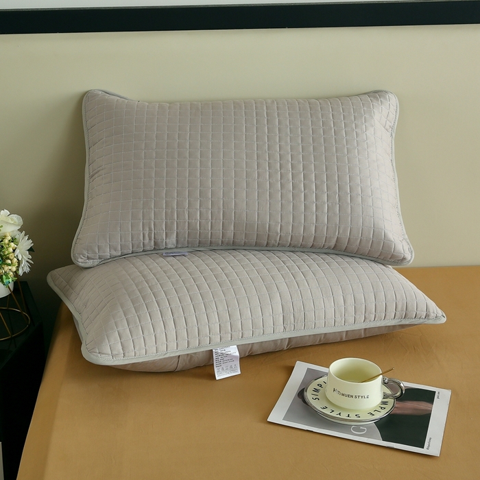 91家纺网 家纺一手货源 找家纺 伊赛家纺 2026新款外贸跨境夹棉全尺寸枕套 枕套全包灰色