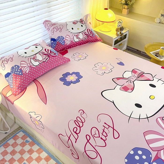 91家纺网 家纺一手货源 找家纺 一电 2026新款卡通床单床笠棕垫床套防尘罩席床垫保护套卡通儿童上下床床单床笠-第二批 蝴蝶结KT