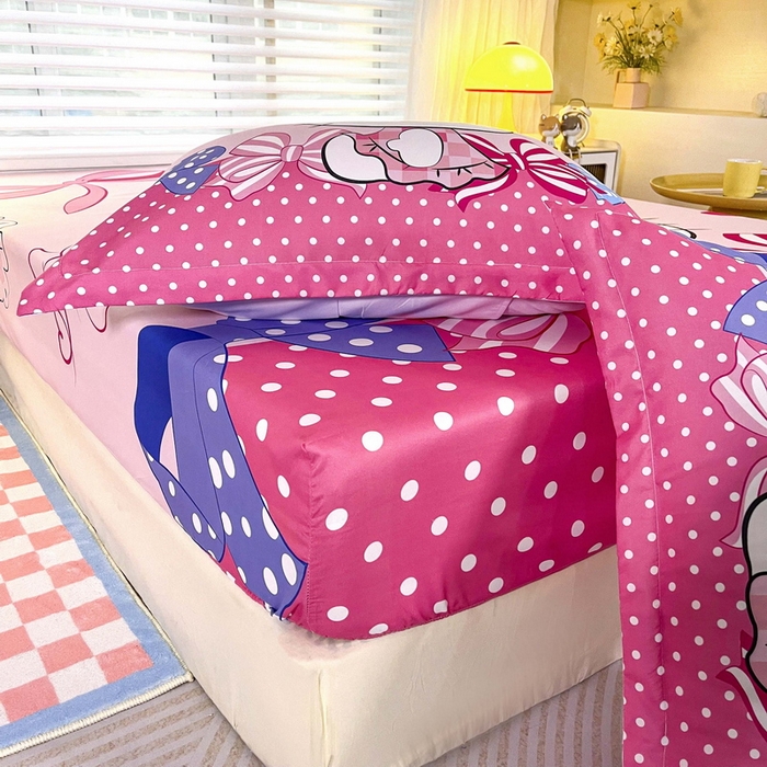 91家纺网 家纺一手货源 找家纺 一电 2026新款卡通床单床笠棕垫床套防尘罩席床垫保护套卡通儿童上下床床单床笠-第二批 蝴蝶结KT