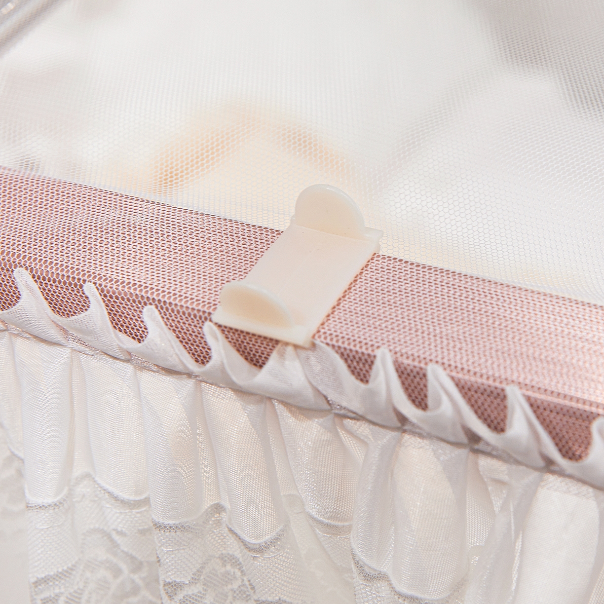 91家纺网 家纺一手货源 找家纺 梦尔佳蚊帐 2026新款浪漫双层花边蝴蝶结导轨蚊帐-花香其乐 花香其乐-婚纱白