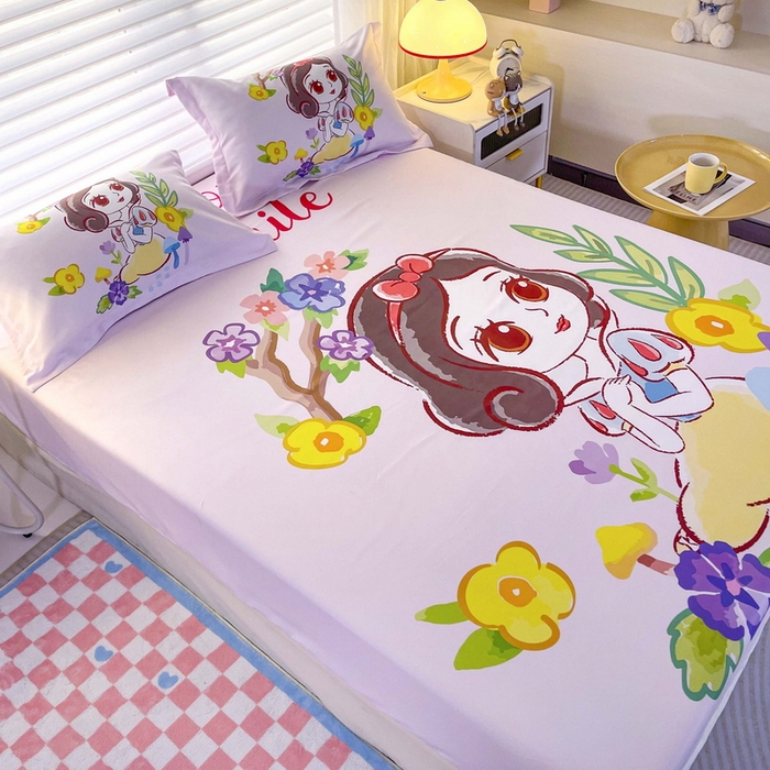 91家纺网 家纺一手货源 找家纺 一电 2026新款卡通床单床笠棕垫床套防尘罩席床垫保护套卡通儿童上下床床单床笠-第二批 花朵公主