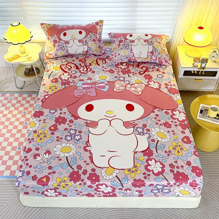 一电 2026新款卡通床单床笠棕垫床套防尘罩席床垫保护套卡通儿童上下床床单床笠-第二批 花朵美乐蒂