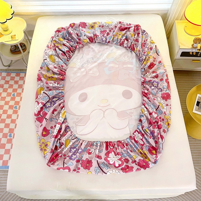 91家纺网 家纺一手货源 找家纺 一电 2026新款卡通床单床笠棕垫床套防尘罩席床垫保护套卡通儿童上下床床单床笠-第二批 花朵美乐蒂