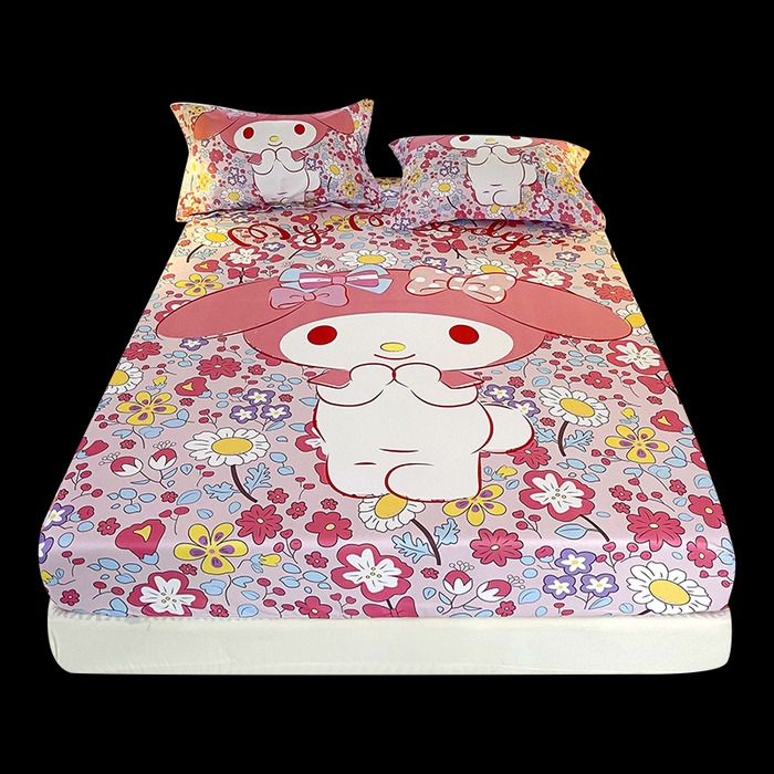 91家纺网 家纺一手货源 找家纺 一电 2026新款卡通床单床笠棕垫床套防尘罩席床垫保护套卡通儿童上下床床单床笠-第二批 花朵美乐蒂