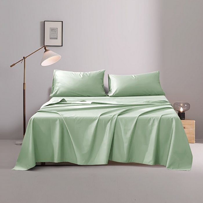 伊赛家纺 2026新款全棉跨境全尺寸床单 浅绿