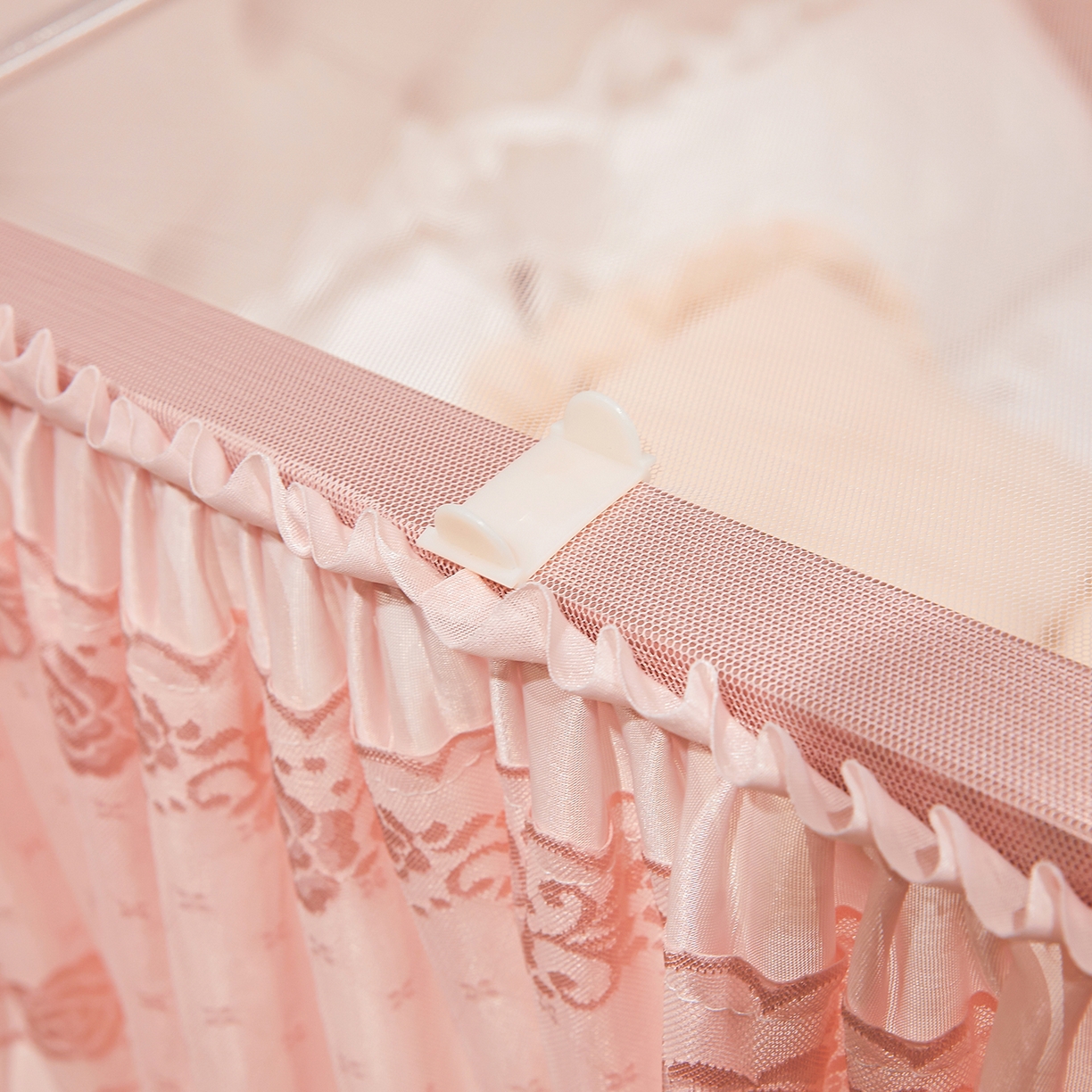 91家纺网 家纺一手货源 找家纺 梦尔佳蚊帐 2026新款浪漫双层花边蝴蝶结导轨蚊帐-花香其乐 花香其乐-藕玉