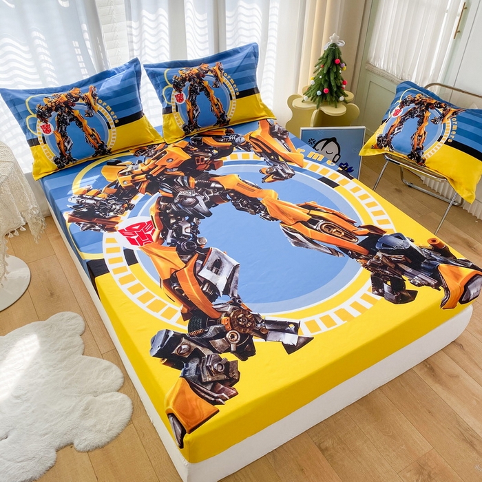 91家纺网 家纺一手货源 找家纺 一电 2026新款卡通床单床笠棕垫床套防尘罩席床垫保护套卡通儿童上下床床单床笠-第二批 黄蜂机器人