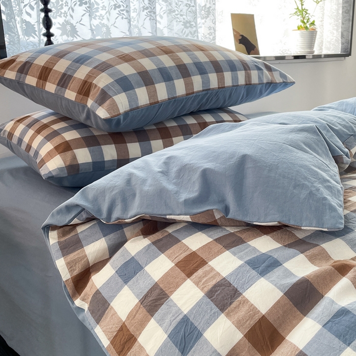 91家纺网 家纺一手货源 找家纺 （总）春皖家纺 2026新款色织AB版水洗棉三件套四件套单品系列（四件套风格一）