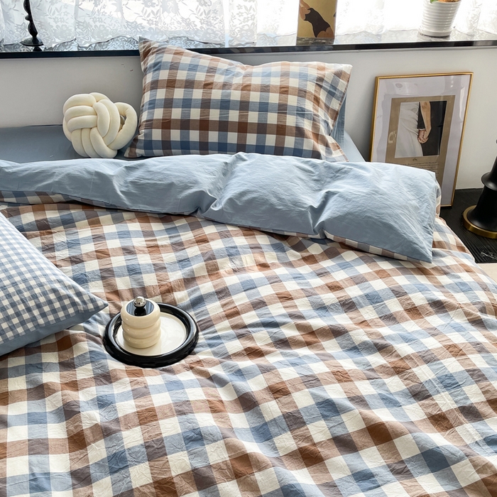 91家纺网 家纺一手货源 找家纺 （总）春皖家纺 2026新款色织AB版水洗棉三件套四件套单品系列（四件套风格一）