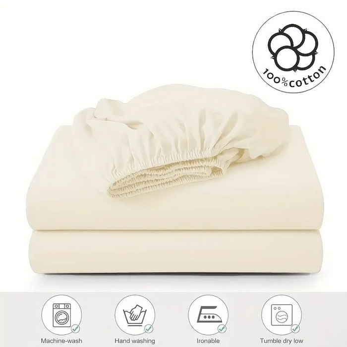 伊赛家纺 2026新款纯色全棉床笠 米黄色