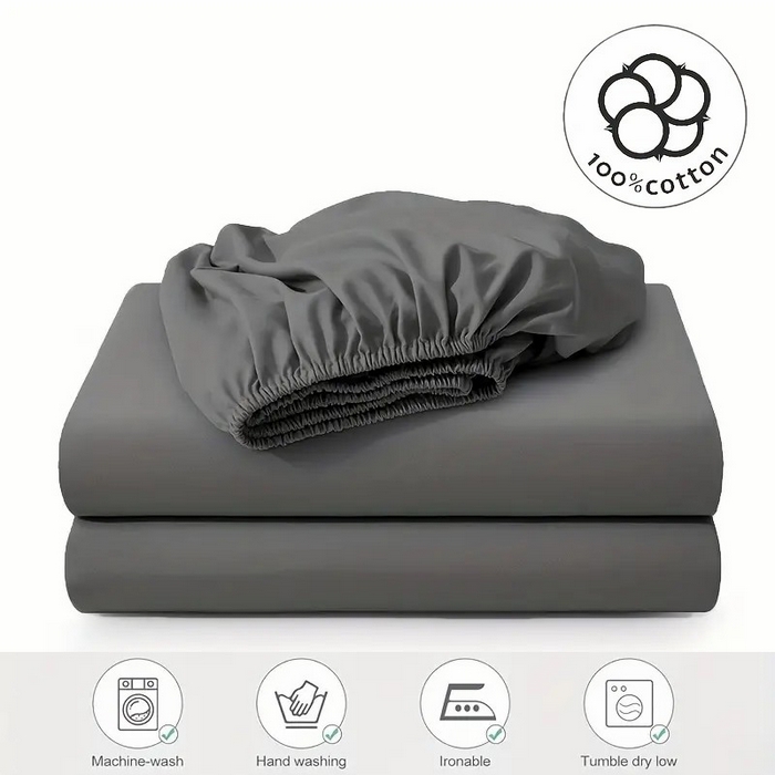 伊赛家纺 2026新款纯色全棉床笠 深灰色