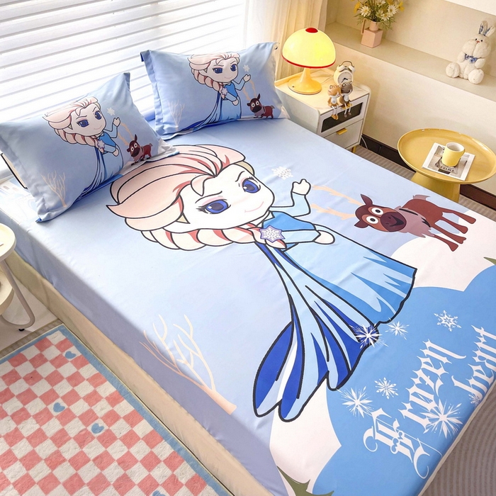 91家纺网 家纺一手货源 找家纺 一电 2026新款卡通床单床笠棕垫床套防尘罩席床垫保护套卡通儿童上下床床单床笠-第二批 可爱公主