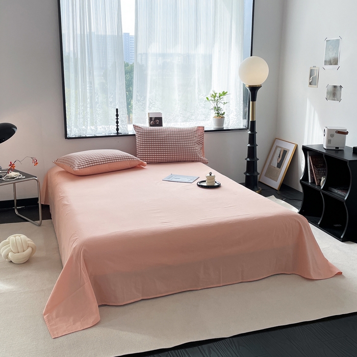 91家纺网 家纺一手货源 找家纺 春皖家纺 2026新款色织AB版水洗棉三件套四件套单品系列（四件套风格一） 素雅-玉格