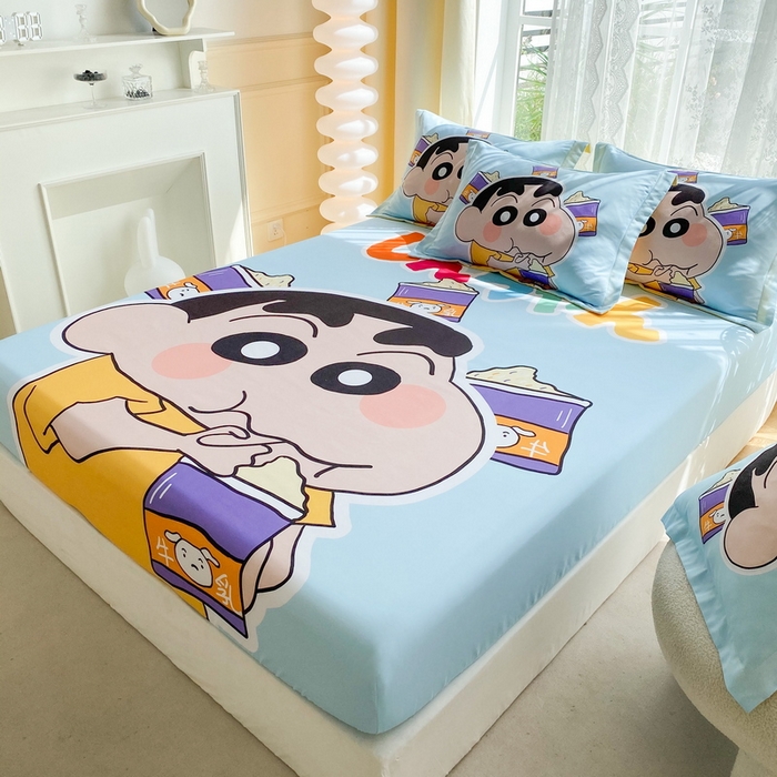 91家纺网 家纺一手货源 找家纺 一电 2026新款卡通床单床笠棕垫床套防尘罩席床垫保护套卡通儿童上下床床单床笠-第二批 奶茶小新