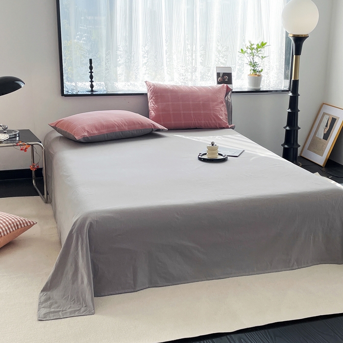 91家纺网 家纺一手货源 找家纺 春皖家纺 2026新款色织AB版水洗棉三件套四件套单品系列（四件套风格一） 素雅-韵粉