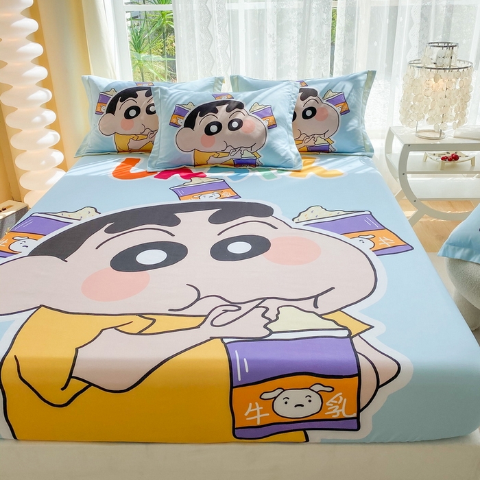 91家纺网 家纺一手货源 找家纺 一电 2026新款卡通床单床笠棕垫床套防尘罩席床垫保护套卡通儿童上下床床单床笠-第二批 奶茶小新
