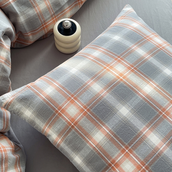 91家纺网 家纺一手货源 找家纺 春皖家纺 2026新款色织AB版水洗棉三件套四件套单品系列（四件套风格一） 栗木-咖格