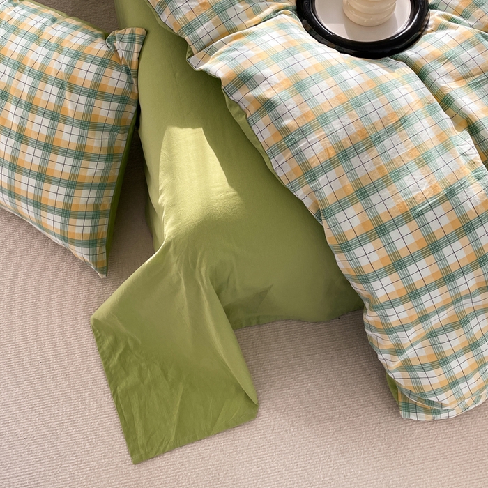 91家纺网 家纺一手货源 找家纺 春皖家纺 2026新款色织AB版水洗棉三件套四件套单品系列（四件套风格一） 栗木-芒格