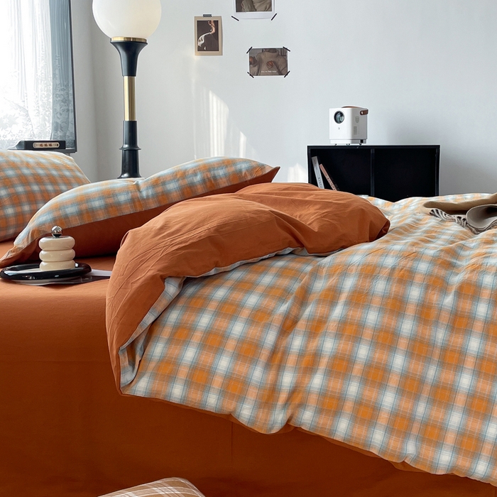 91家纺网 家纺一手货源 找家纺 春皖家纺 2026新款色织AB版水洗棉三件套四件套单品系列（四件套风格一） 素雅-沐夏