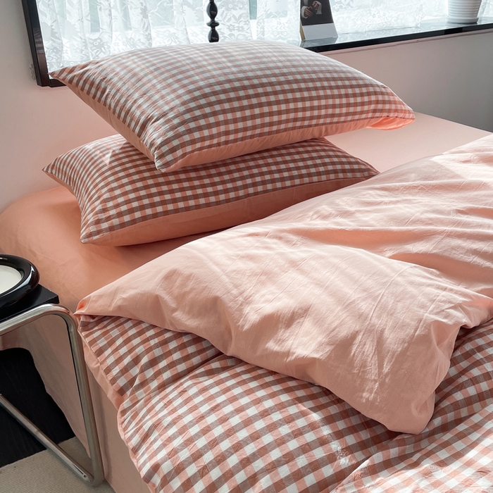 91家纺网 家纺一手货源 找家纺 春皖家纺 2026新款色织AB版水洗棉三件套四件套单品系列（四件套风格一） 素雅-玉格