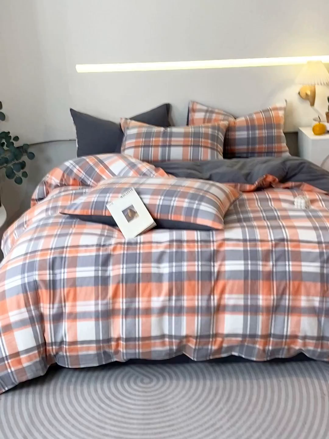 91家纺网 家纺一手货源 找家纺 春皖家纺 2026新款色织AB版水洗棉三件套四件套单品系列（四件套风格一） 素雅-莱恩