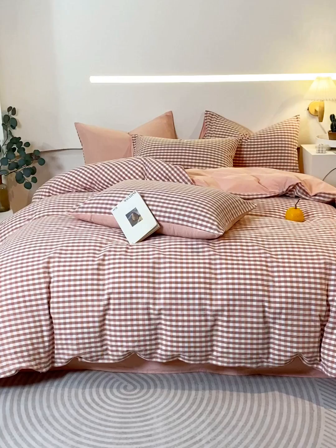 91家纺网 家纺一手货源 找家纺 春皖家纺 2026新款色织AB版水洗棉三件套四件套单品系列（四件套风格一） 素雅-玉格