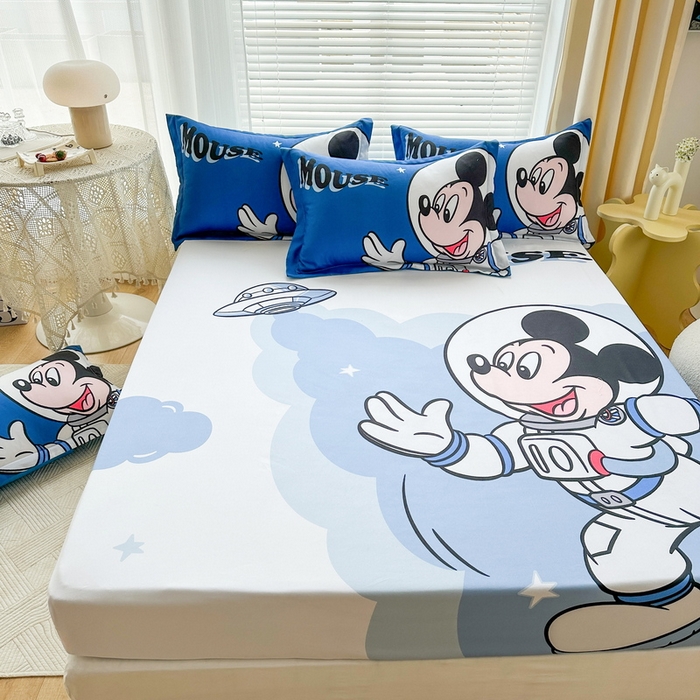 91家纺网 家纺一手货源 找家纺 一电 2026新款卡通床单床笠棕垫床套防尘罩席床垫保护套卡通儿童上下床床单床笠-第二批 太空米奇