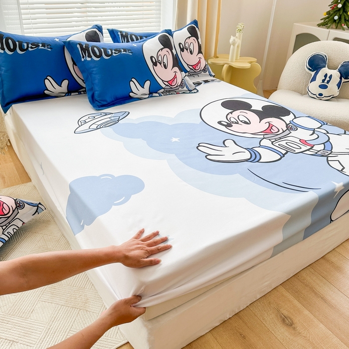 91家纺网 家纺一手货源 找家纺 一电 2026新款卡通床单床笠棕垫床套防尘罩席床垫保护套卡通儿童上下床床单床笠-第二批 太空米奇