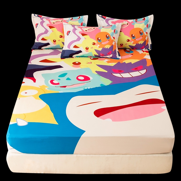 91家纺网 家纺一手货源 找家纺 一电 2026新款卡通床单床笠棕垫床套防尘罩席床垫保护套卡通儿童上下床床单床笠-第二批 嘻嘻皮卡丘