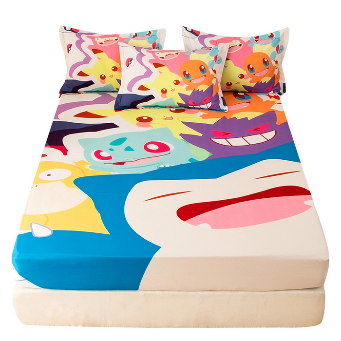 91家纺网 家纺一手货源 找家纺 一电 2026新款卡通床单床笠棕垫床套防尘罩席床垫保护套卡通儿童上下床床单床笠-第二批 嘻嘻皮卡丘