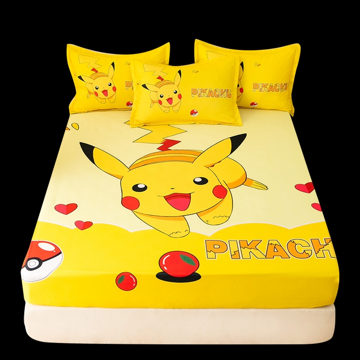 91家纺网 家纺一手货源 找家纺 一电 2026新品卡通床单床笠棕垫床套防尘罩席床垫保护套卡通儿童上下床床单床笠-第三批 奔跑皮卡丘