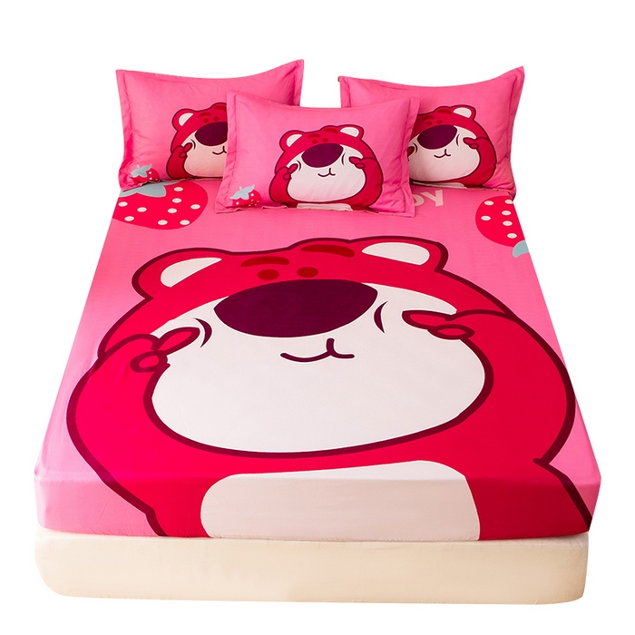 91家纺网 家纺一手货源 找家纺 一电 2026新品卡通床单床笠棕垫床套防尘罩席床垫保护套卡通儿童上下床床单床笠-第三批 草莓大雄