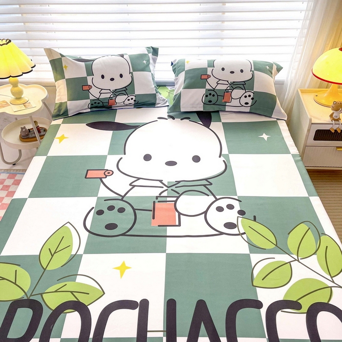 91家纺网 家纺一手货源 找家纺 一电 2026新品卡通床单床笠棕垫床套防尘罩席床垫保护套卡通儿童上下床床单床笠-第三批 绿格狗