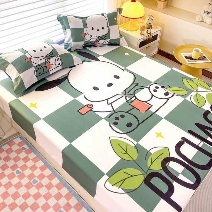 91家纺网 家纺一手货源 找家纺 一电 2026新品卡通床单床笠棕垫床套防尘罩席床垫保护套卡通儿童上下床床单床笠-第三批 绿格狗