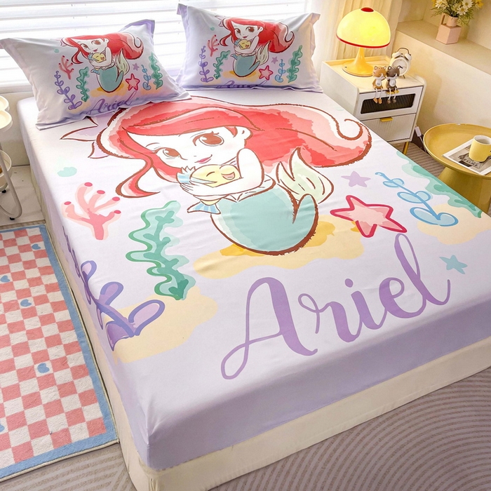 91家纺网 家纺一手货源 找家纺 一电 2026新品卡通床单床笠棕垫床套防尘罩席床垫保护套卡通儿童上下床床单床笠-第三批 美人鱼公主