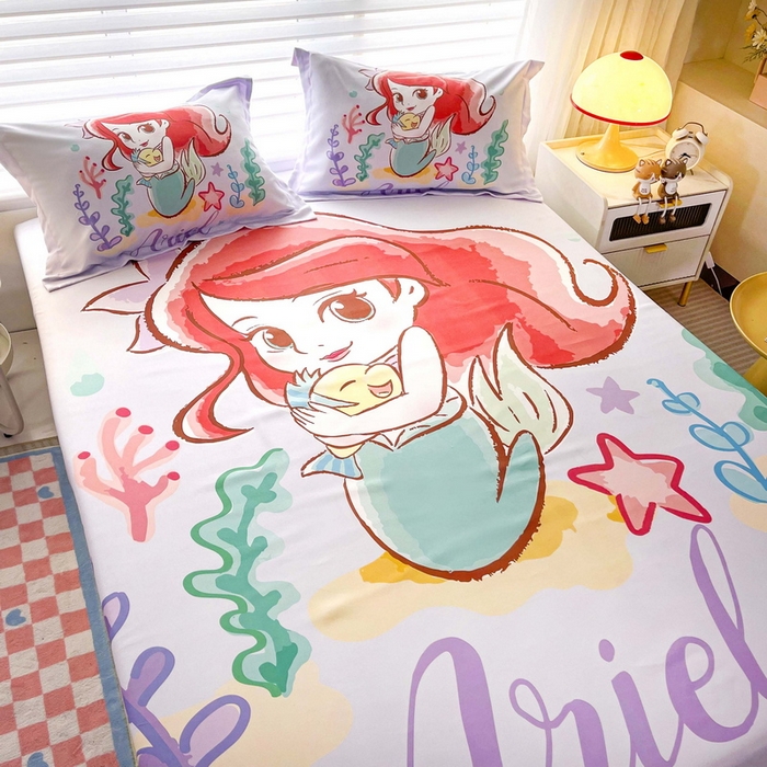 91家纺网 家纺一手货源 找家纺 一电 2026新品卡通床单床笠棕垫床套防尘罩席床垫保护套卡通儿童上下床床单床笠-第三批 美人鱼公主