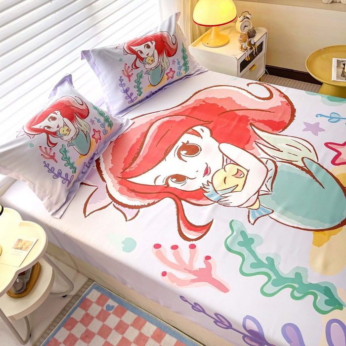 91家纺网 家纺一手货源 找家纺 一电 2026新品卡通床单床笠棕垫床套防尘罩席床垫保护套卡通儿童上下床床单床笠-第三批 美人鱼公主