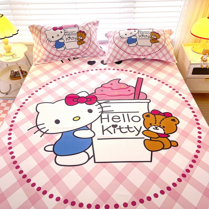 91家纺网 家纺一手货源 找家纺 一电 2026新品卡通床单床笠棕垫床套防尘罩席床垫保护套卡通儿童上下床床单床笠-第三批 奶茶KT