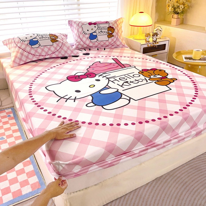 91家纺网 家纺一手货源 找家纺 一电 2026新品卡通床单床笠棕垫床套防尘罩席床垫保护套卡通儿童上下床床单床笠-第三批 奶茶KT