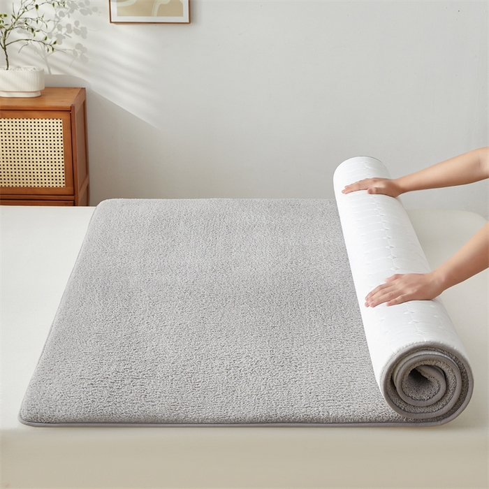 91家纺网 家纺一手货源 找家纺 伊赛家纺 2026新款羊羔绒床垫 灰色