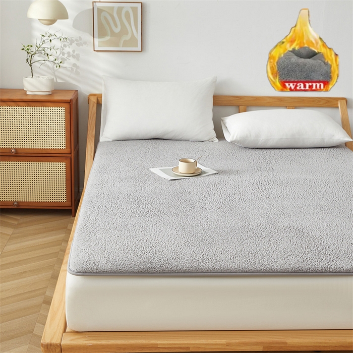 91家纺网 家纺一手货源 找家纺 伊赛家纺 2026新款羊羔绒床垫 灰色