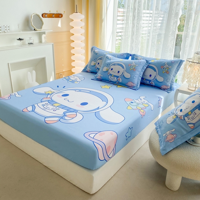 91家纺网 家纺一手货源 找家纺 一电 2026新品卡通床单床笠棕垫床套防尘罩席床垫保护套卡通儿童上下床床单床笠-第三批 太空玉桂狗