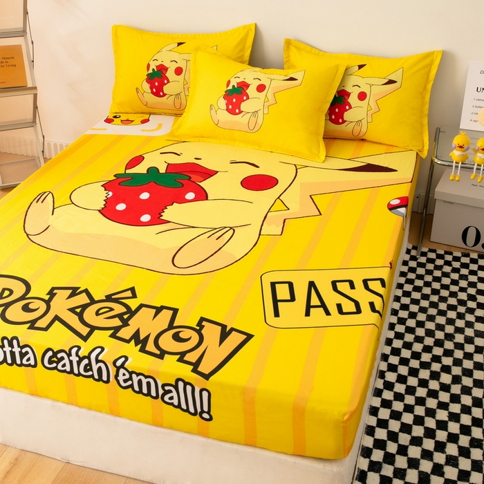 91家纺网 家纺一手货源 找家纺 一电 2026新款卡通床单床笠棕垫床套防尘罩席床垫保护套卡通儿童上下床单床笠-第四批 草莓皮卡丘