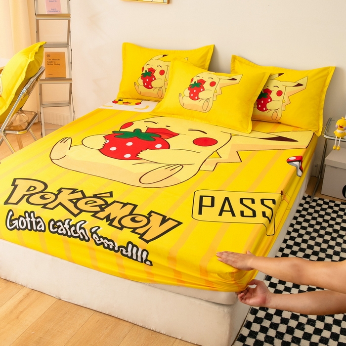 91家纺网 家纺一手货源 找家纺 一电 2026新款卡通床单床笠棕垫床套防尘罩席床垫保护套卡通儿童上下床单床笠-第四批 草莓皮卡丘